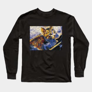 Abstract Colorful Cat Painting Long Sleeve T-Shirt